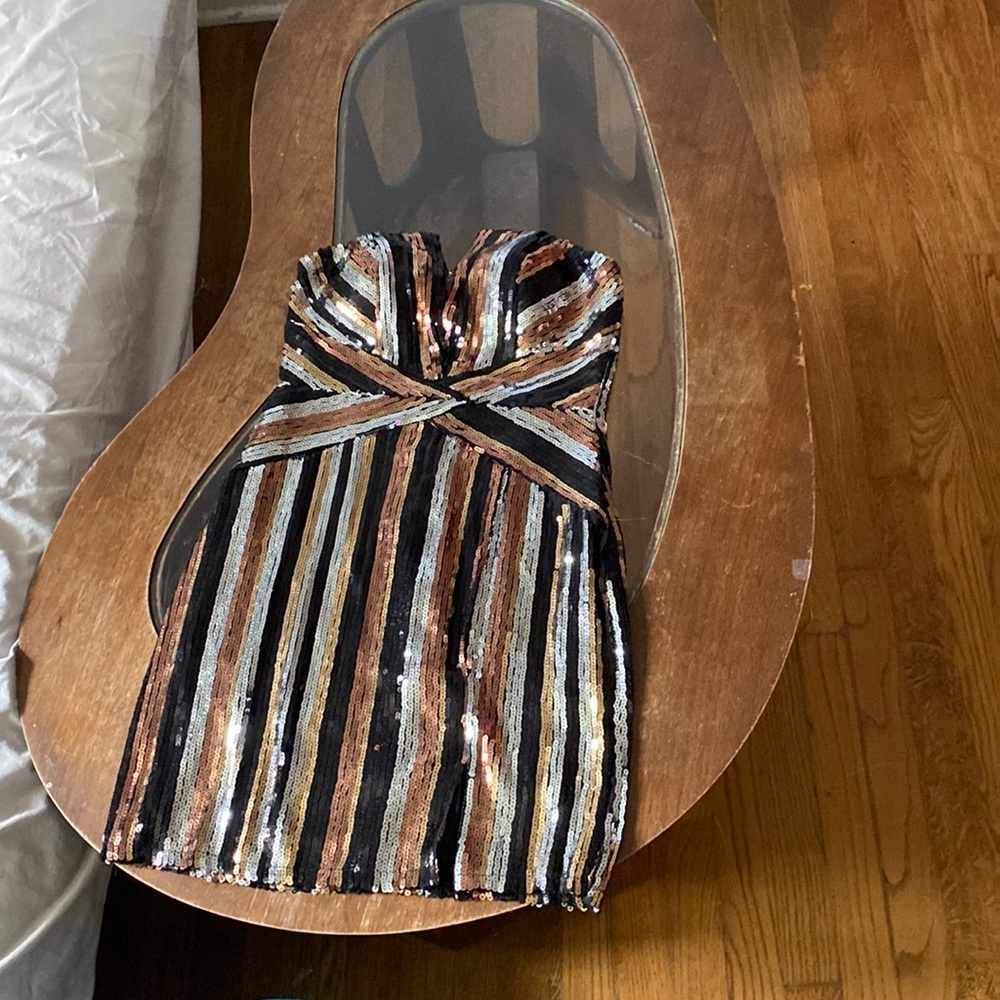 Strapless sequin dress